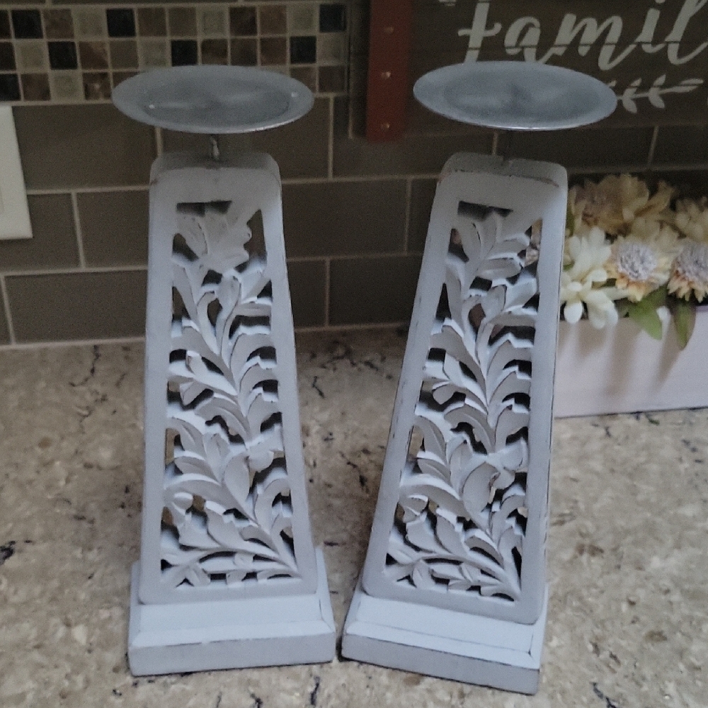 COPY - Elegant Gray Candle Holders